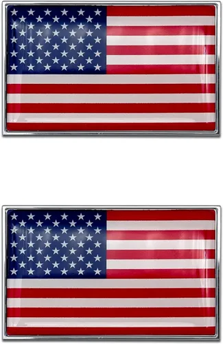 Miniatura 8 de Elektroplate Emblema cromado de metal de la bandera de Estados Unidos, tamaño del automóvil de 3.4 x 2.2 pulgadas, resistente a la intemperie Cromo