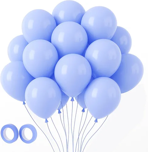 Miniatura 64 de Voircoloria - Globos azul bebé claro, paquete de 66 globos de 12 pulgadas de látex para fiestas para niños y niñas, para cumpleaños, baby shower, 16