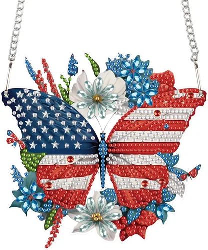 AiYuanzsh Juego de colgante de pintura de diamante para el Día de la Independencia, con forma especial, puntos de diamante, adornos acrílicos,