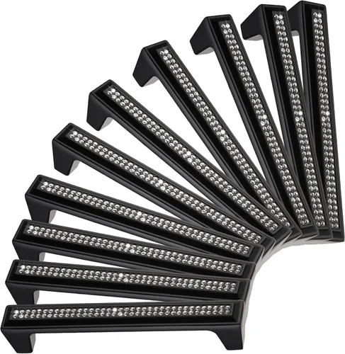 Miniatura 12 de LANC Tiradores de gabinete de cristal negro para cocina y baño, manijas de gabinete para dormitorio, pomo de gabinete negro mate brillante