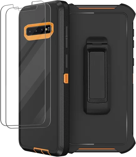 Miniatura 8 de Funda para Samsung Galaxy S10 con funda de clip para cinturón, 2 protectores de pantalla, [protección contra caídas de grado militar] Funda Negro