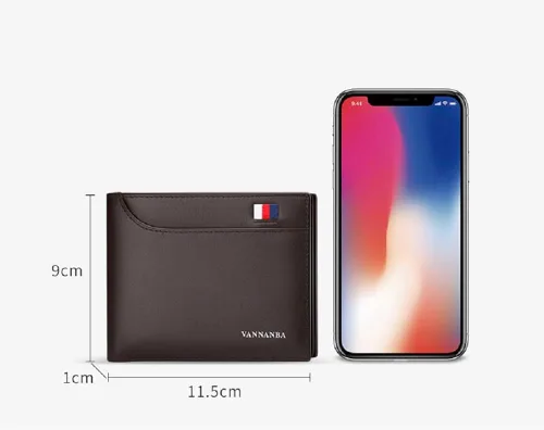 Miniatura 7 de WILLIAMPOLO Billetera delgada para hombre de piel minimalista con bolsillo frontal