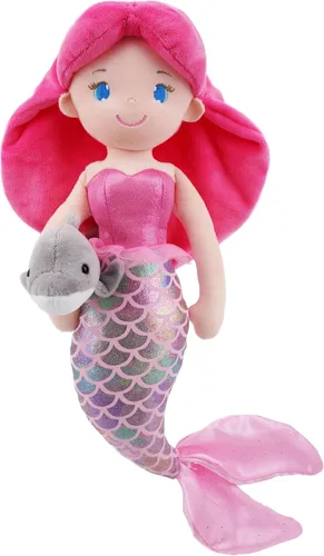 Miniatura 12 de June Garden 16.5" Sirena brillante Aurelia - Muñeca de felpa suave y brillante para regalo para niñas pequeñas