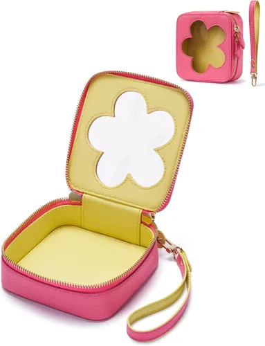 Miniatura 10 de Popvibe Pequeña bolsa de cosméticos para bolso, mini bolsa de maquillaje, pequeña bolsa transparente, bonita funda de maquillaje de cuero