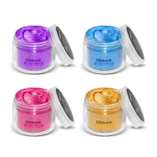 Color de cabello temporal para niños, Ultikare cera para el cabello lavable, cera de tiza natural, crema de barro de arcilla para peinado DIY para 4