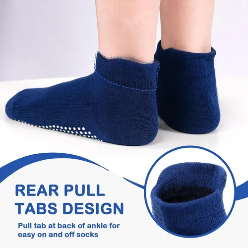 Miniatura 6 de SkiBeaut 12 pares de calcetines antideslizantes para niños y niñas con agarres, calcetines antideslizantes para niños pequeños de 1 a 7 años