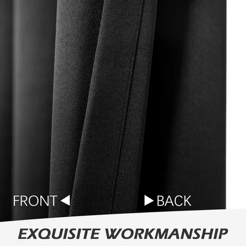 Miniatura 3 de MYSKY HOME - Cortinas opacas extra largas de 95 pulgadas en negro para dormitorio, con aislamiento térmico, oscurecimiento de la habitación y ojales