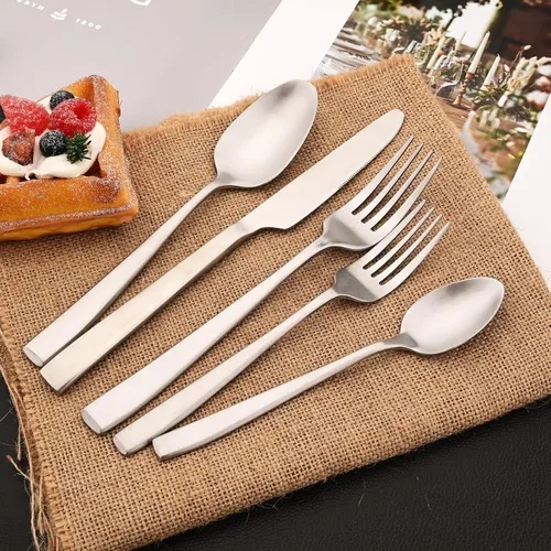 Miniatura 7 de Cuchillo de cena de 8 piezas, acero inoxidable 18/10 de plata mate para el hogar, restaurante, fiesta, uso diario de mantequilla (9 pulgadas)