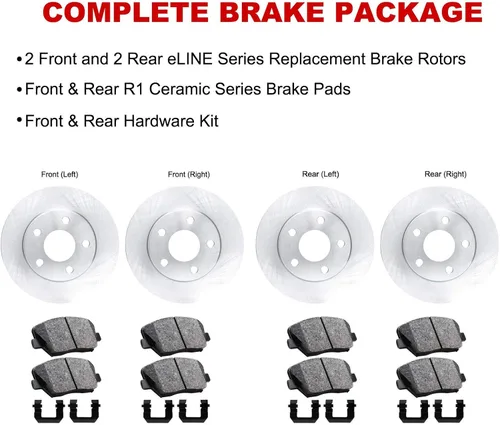 Miniatura 4 de R1 Concepts Kit de freno delantero y trasero para Nissan Altima 2013-2022 Rotores de freno en blanco Kit de pastillas de freno y rotores