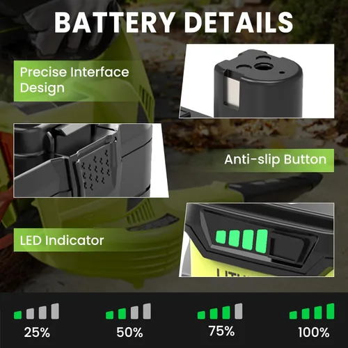 Miniatura 3 de Paquete de 2 baterías y cargador de 3600 mAh compatibles con batería de iones de litio Ryobi de 18 V 3.6 Ah y cargador P117 de repuesto