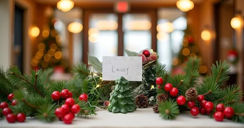 Miniatura 6 de Tarjeteros para árbol de Navidad, juego de 12 mini soportes verdes para números de mesa para fiestas de Navidad, bodas de invierno, cena
