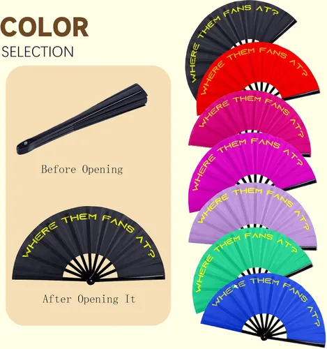 Miniatura 6 de 2 ventiladores para botas de abanico de baile de línea en el suelo, abanicos de mano para mujeres, plegables, grandes ventiladores de festival