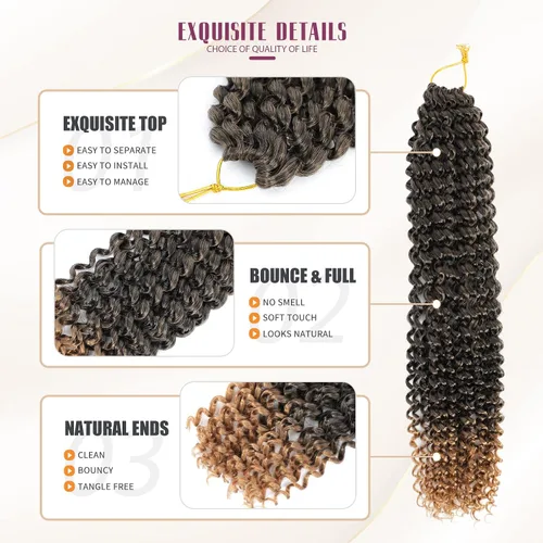 Miniatura 4 de Dansama cabello ondulado tipo Passion Twist, cabello trenzado para trenzas estilo mariposa, extensiones bohemias de cabello cosido a ganchillo