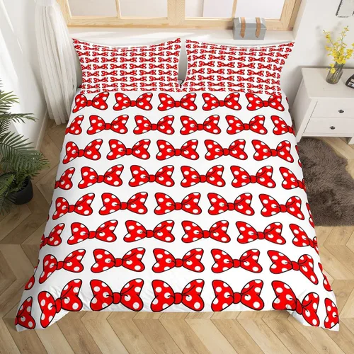 Miniatura 30 de Juego de funda de edredón con lazo de dibujos animados para niños, tamaño individual, juego de ropa de cama de mariquita, escarabajo, insecto