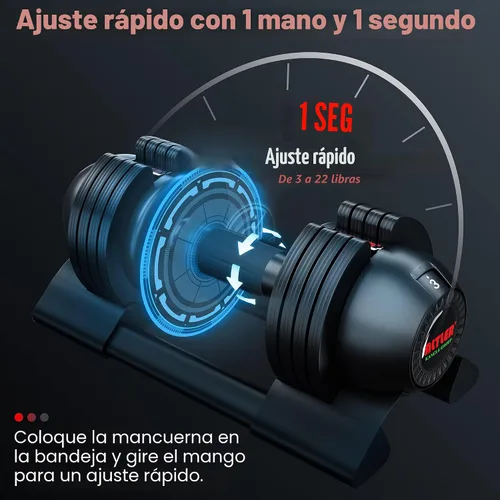Miniatura 6 de Juego de mancuernas ajustables de 22 libras, par de mancuernas ajustables, perfecto para entrenamiento de fuerza y entrenamientos de fitness