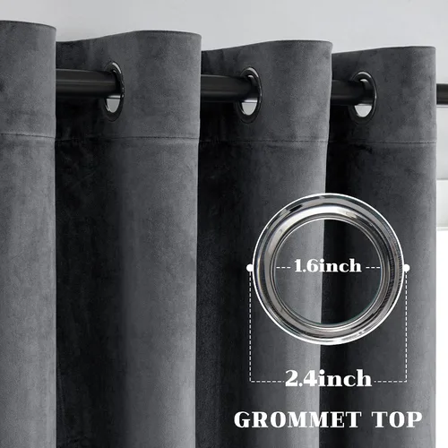 Miniatura 4 de VANASEE Cortinas de terciopelo gris oscuro para dormitorio, 63 pulgadas de largo, cortinas opacas para oscurecer la habitación, cortinas