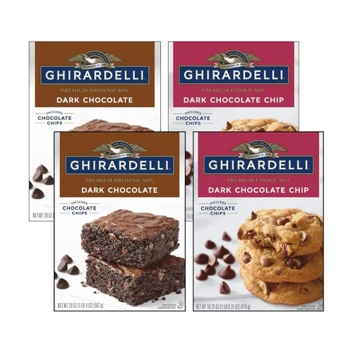 Miniatura 12 de Ghirardelli Brownie & Cookie Mix Variety Pack – Dark Chocolate Chip Cookie Mix (16.75 oz) & Salted Caramel Brownie Mix (16 oz), 2 Count