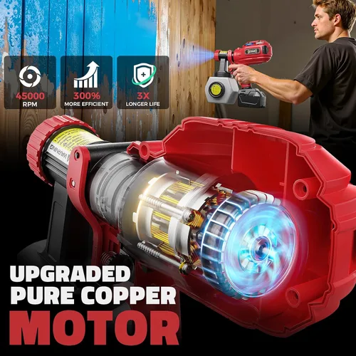 Miniatura 2 de DIYtoolifz - Pulverizador de pintura inalámbrico compatible con batería Milwaukee 18V, pistola de pintura eléctrica de 40.6 fl. oz con 4 boquillas