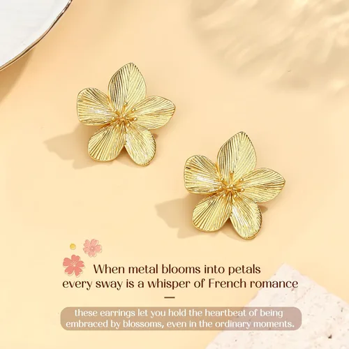 Miniatura 6 de Aretes de plata de ley 925 aretes colgantes chapados en oro de 14 quilates, hipoalergénicos, únicos, grandes, florales, gruesos, joyería para mujer