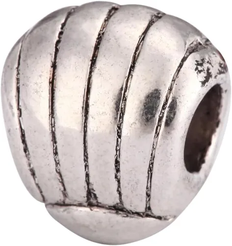 Miniatura 6 de 10 cuentas sueltas de agujero grande para bicicleta (agujero de 0.177 in) espaciador de metal plateado antiguo para bricolaje artesanía joyería