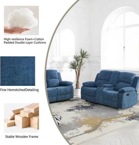 Miniatura 5 de Juego de sofá reclinable manual, juego de sofá reclinable de microfibra, juego de muebles modernos para sala de estar, sofá reclinable para sala