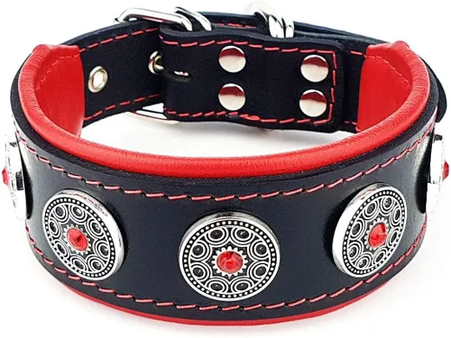 Miniatura 4 de Bestia Bijou - Collar de cuero para perro, collar de perro suave de 2 pulgadas de ancho con cojín ortopédico para mayor durabilidad y comodidad