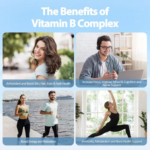 Miniatura 6 de Complejo de Vitamina B Plus 13 en 1 con Vitamina B1, B2, B3 (Niacina), B4, B5, B6, B7 (Biotina), B8 (Inositol), B9 (Ácido Fólico), B12, C, D3, K2