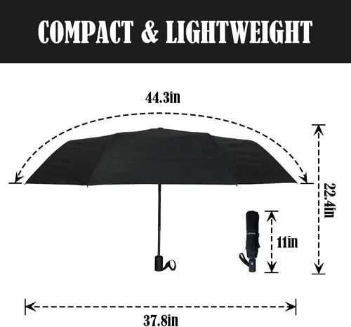 Miniatura 3 de LLanxiry - Paraguas de viaje compacto, resistente al viento, impermeable, paraguas con protección contra rayos ultravioleta, para golf