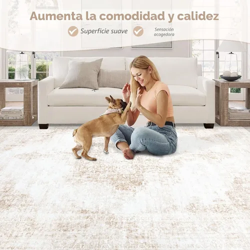 Miniatura 6 de Alfombra de Área 5x7 Alfombra Vintage: Alfombras Lavables para Sala de Estar Alfombras Retro con Medallón Desgastadas Alfombras Grandes Suaves