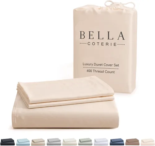 Miniatura 10 de Bella Coterie - Juego de funda de edredón de viscosa de bambú de lujo, tamaño King, 100% cultivado orgánicamente, lazos en las esquinas, ultra