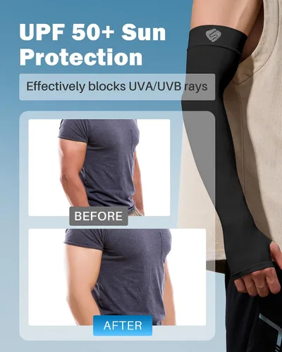 Miniatura 8 de Mangas para brazo, para hombres o mujeres. Para calentar o refrescar. Guantes de Compresión con factor de protección de los rayos ultravioleta UPF