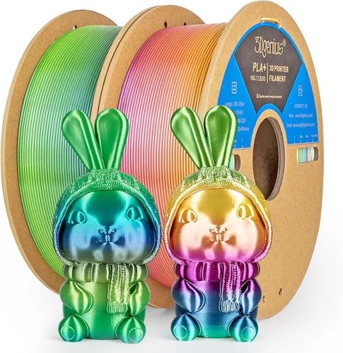 Miniatura 20 de Paquete de filamento para impresora 3D, filamento PLA sedoso de 4/64 pulgadas (1.75 mm), compatible con la mayoría de impresoras FDM, 10 carretes