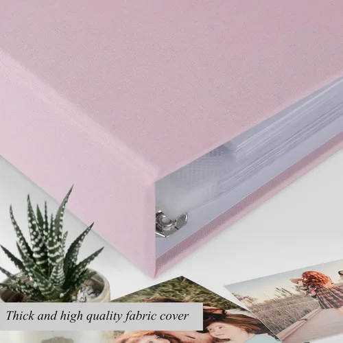 Miniatura 2 de 1DOT2 8x8 DIY pequeño álbum de recortes con 3 anillas, álbum de fotos, diario con 30 fundas de plástico, 60 páginas y cubierta de tela para viajes