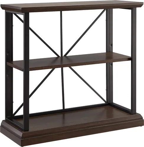 Miniatura 12 de Leick Home Ironcraft Estantería de madera maciza, 1 cajón, 2 estantes, herrajes ennegrecidos, lados de listones, fácil montaje, negro lavado, 12