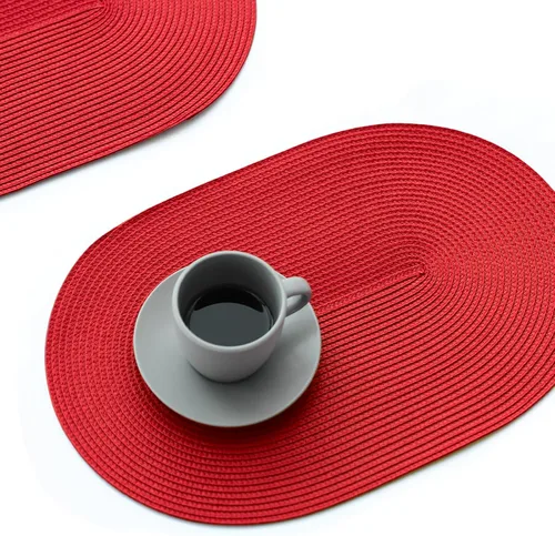 Miniatura 19 de FunWheat Juego de 4 manteles individuales ovalados trenzados para mesas de comedor, lavables, resistentes al calor, para uso en interiores y Beige