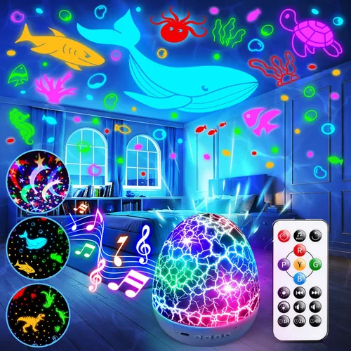 Miniatura 7 de Máquina de Sonido Nocturno para Bebés Proyector de Luz Nocturna de Dinosaurio, 22 Máquina de Ruido Blanco para Bebés con Altavoz Bluetooth 5.3