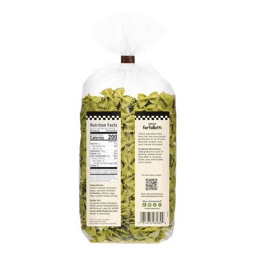 Miniatura 3 de Al Dente Spinach Farfalletti - Pasta de huevo de espinaca totalmente natural, hecha a mano. Fideos de pasta tradicionales hechos con huevos sin