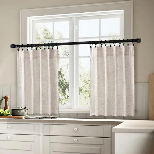 Miniatura 3 de MIULEE - Cortinas semitraslúcidas cortas, suaves y gruesas, textura de lino, de media ventana, para cocina, ventana pequeña, trabilla trasera