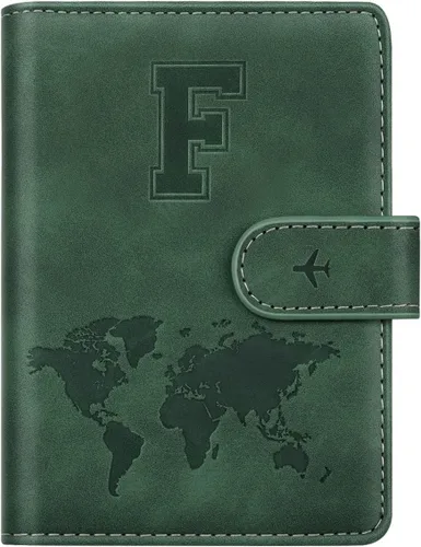 Miniatura 48 de Funda para Pasaporte Personalizada con Letra de la A a la Z, Billetera de Viaje con Bloqueo RFID, Funda para Pasaporte, Estuche para Pasaporte