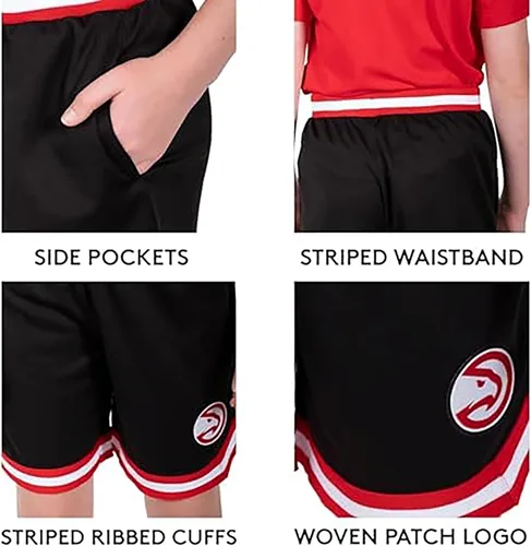 Miniatura 5 de Ultra Game Pantalones cortos de baloncesto oficiales de la NBA para niños, de malla de aire suave, ajuste clásico