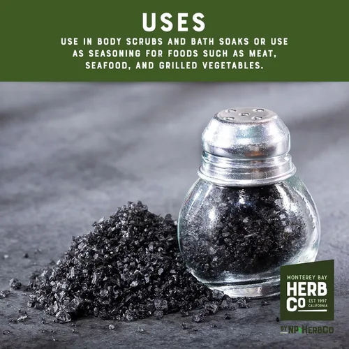 Miniatura 4 de Monterey Bay Herb Co. Sal marina hawaiana negra Sal de lava negra para alimentos asados y a la parrilla Sal de acabado o uso cosmético 1/4 lb