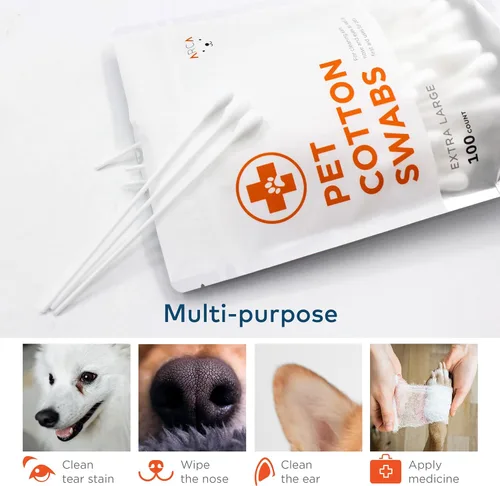 Miniatura 5 de ARCA PET Hisopos de algodón para perros y gatos, limpiador de oídos para gatos y perros, hisopo de algodón largo, kit de limpieza de orejas de gato