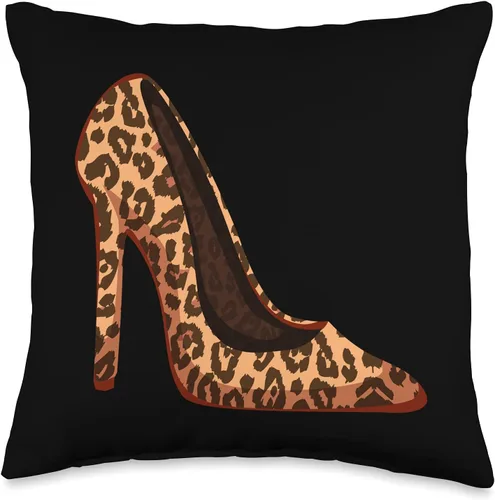 Divertido leopardo estampado animal tacones altos regalo mujeres stiletto tiro almohada