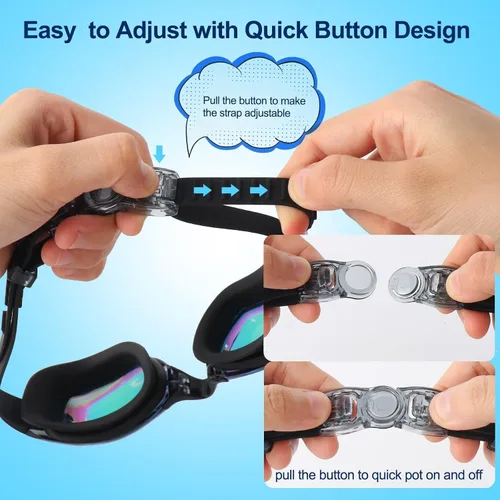 Miniatura 5 de Gafas de natación para niños, paquete de 2 gafas de natación antivaho a prueba de fugas, gafas de natación para niños de 3 a 14 años de edad Negro