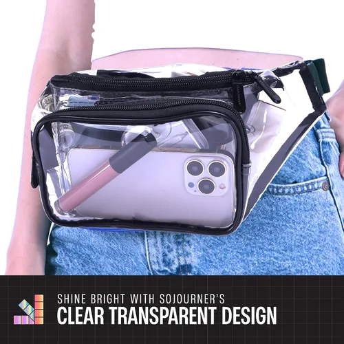 Miniatura 4 de SoJourner Riñonera holográfica Rave Paquetes para festivales de mujeres y hombres Lindas bolsas de moda para cinturón, Transparente, talla única