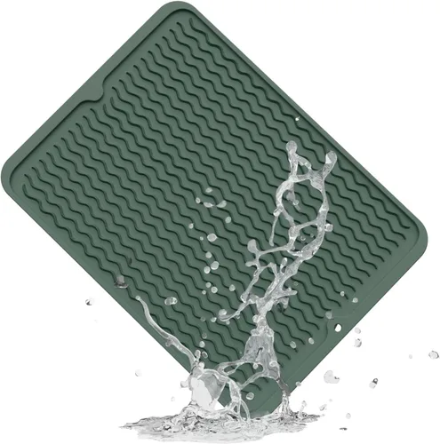 Miniatura 48 de ZLR 2 bandejas de silicona para fregadero (6 x 12 pulgadas/6.024 x 12.008 in) - Soporte estrecho para esponja para encimera de cocina - Tapete Negro