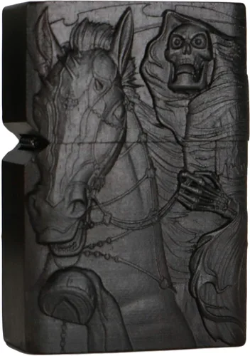 Miniatura 16 de Carcasa exterior tallada en madera negra de ébano natural para kit de inserción Zippo (Kwan Yin Goddess Dragon Phoenix)