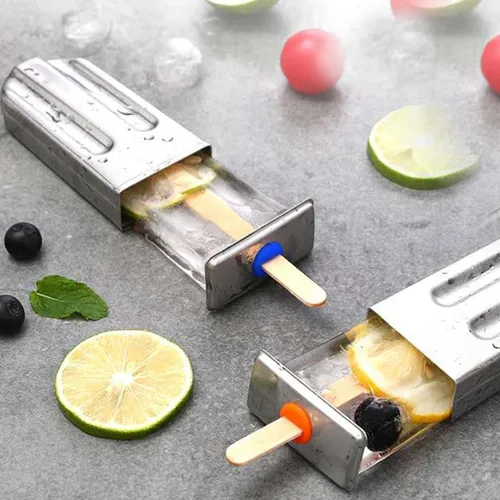 Miniatura 6 de Moldes de paletas de acero inoxidable, juego de 6 moldes para hacer helados, moldes de paletas caseras reutilizables de metal con palos y bolsas
