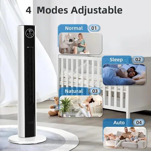 Miniatura 4 de Antarctic Star Ventilador de Torre Portátil Ventiladores de Piso Oscilante 85° Ventilador Silencioso de Enfriamiento Temporizador 12H Control Remoto
