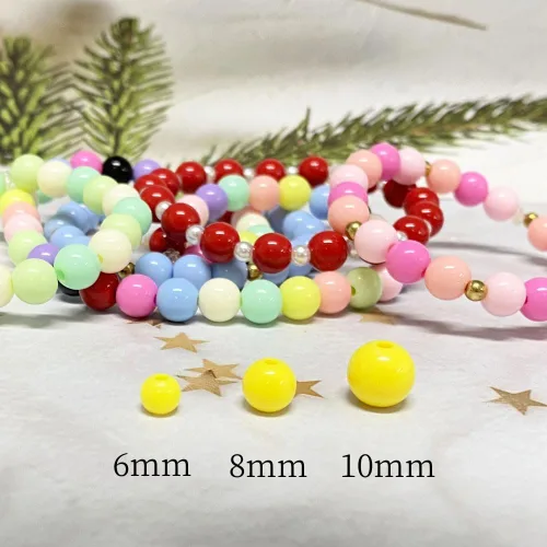 Miniatura 2 de Cuentas redondas de acrílico pastel, cuentas espaciadoras de plástico de color caramelo para bricolaje, collares, pulseras, aretes, joyería Amarillo